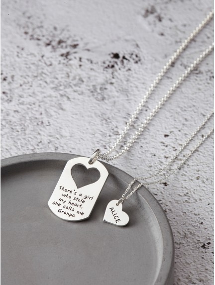 Father Daughter Necklace Set - There's a Girl Who Stole My Heart 